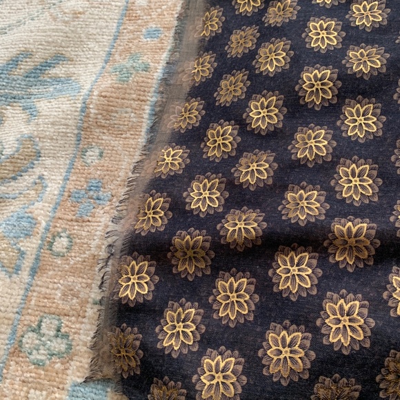 Lulla Collection by Bindya Blue & Gold Floral Oblong Lightweight Scarf - Picture 4 of 8